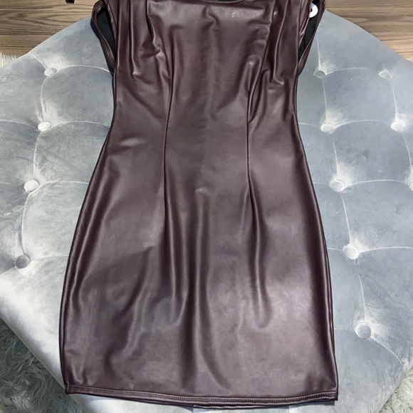 Brown faux leather dress - Picture 3 of 3